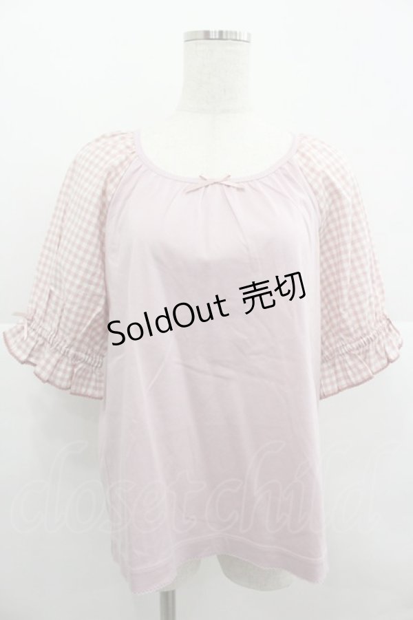 画像1: PINK HOUSE / ギンガムチェック使いカットソー 4(L) ピンク I-25-12-24-076-LO-BL-SA-ZI (1)