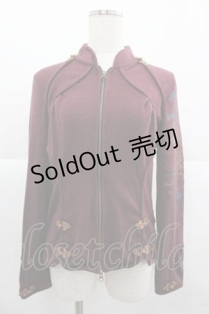 画像: Ozz oneste / チャイナデザインハイネックZIPトップス  ボルドー I-25-12-24-079-OO-TO-SA-ZI