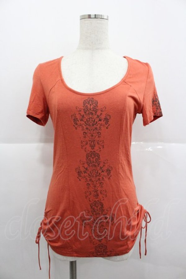 画像1: Rozen Kavalier / フロントプリント裾絞り半袖カットソー  オレンジ I-25-12-24-080-OO-TO-SA-ZI (1)