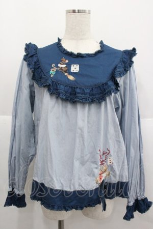 画像: PINK HOUSE / ハロウィーンワンダーランド刺繍使いブラウス  ブルー I-25-12-24-082-LO-BL-TE-ZI