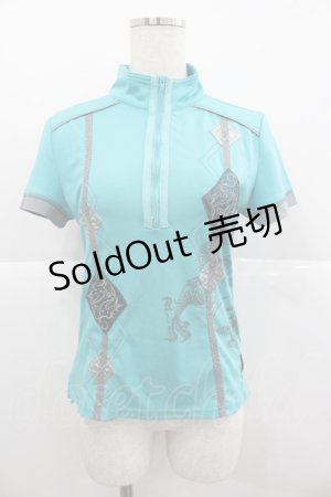 画像: Ozz conte / 龍プリントハイネック半袖トップス  青Ｘグレー I-25-12-24-083-OO-TO-SA-ZI