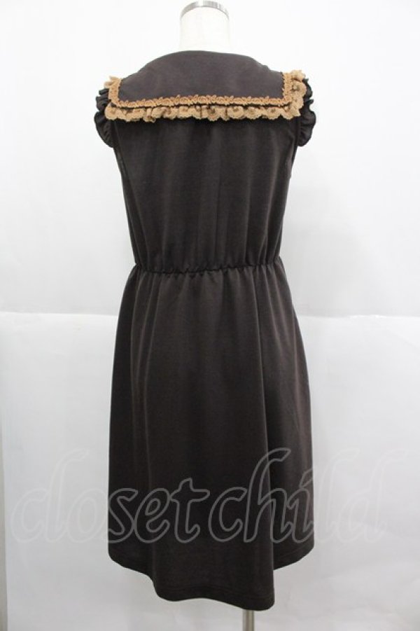 画像2: axes femme POETIQUE / セーラー襟カットチュニック M ブラウン I-25-12-24-087-AX-OP-SA-ZI (2)