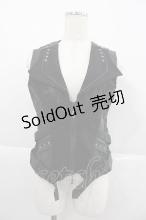 画像: Ozz Croce / クロスダブルZIPベスト  黒 I-25-12-24-090-OO-TO-SA-ZI