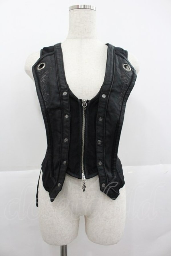 画像1: Ozz Croce / クロスダブルZIPベスト  黒 I-25-12-24-091-OO-TO-SA-ZI (1)