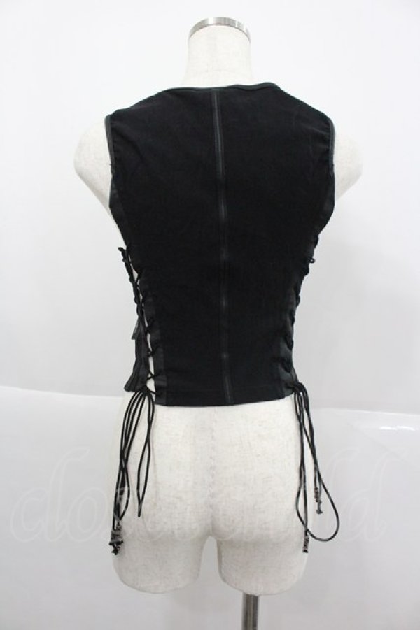 画像2: Ozz Croce / クロスダブルZIPベスト  黒 I-25-12-24-091-OO-TO-SA-ZI (2)