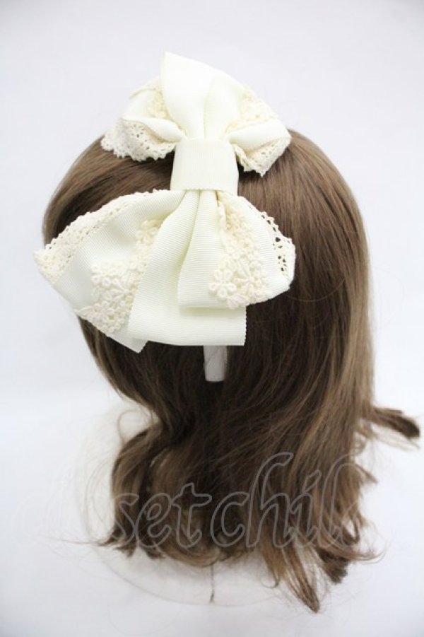 画像3: BABY,THE STARS SHINE BRIGHT / ナナメリボンカチューシャ  アイボリー I-25-12-24-009-BA-ZA-SA-ZI (3)