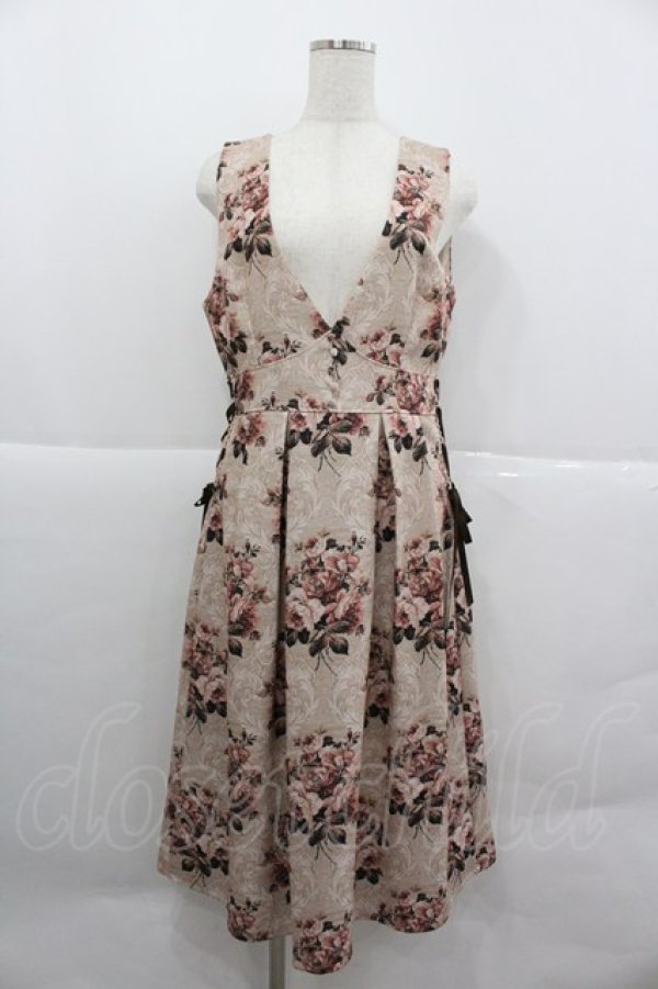 画像1: axes femme / クラシックローズ柄ジャンスカ  ベージュ I-25-12-24-099-AX-OP-TE-ZI (1)