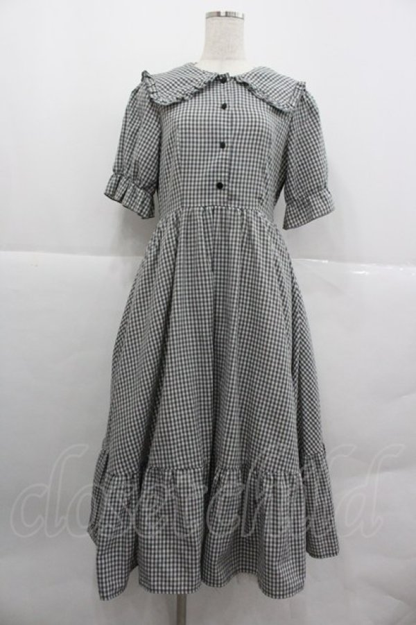 画像1: m petit by misako / AM*ギンガムCHKワンピース M 黒チェック I-25-12-24-100-LO-OP-SA-ZI (1)