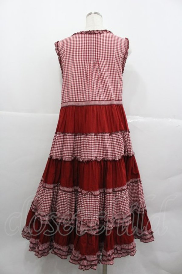 画像2: alcali / 【alcali×猫梓子(ネココ)】コラボ ギンガムノースリーブワンピース Ｆ 赤 I-25-12-24-107-LO-OP-TE-ZI (2)