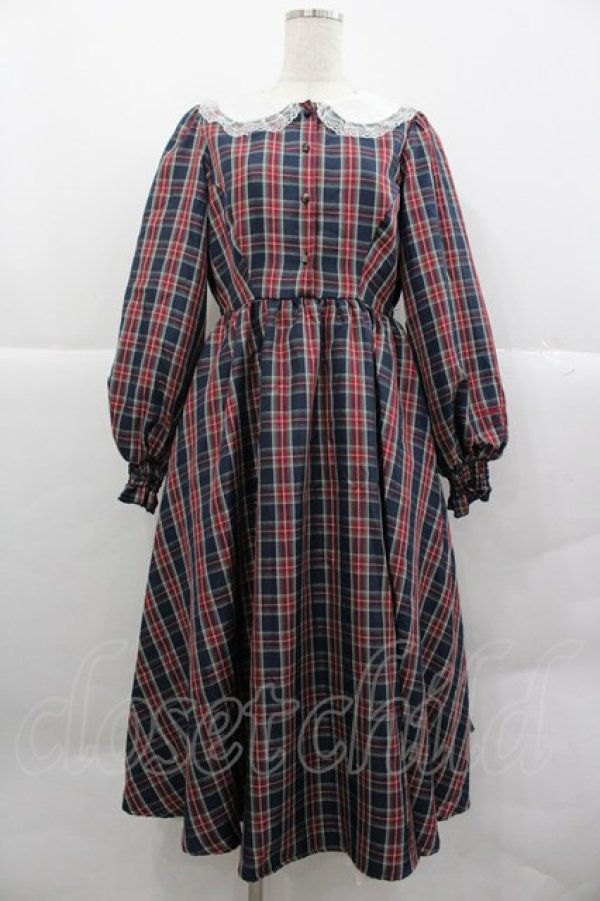 画像1: m petit by misako / ハローキティチェックワンピース M ネイビーＸレッドチェック I-25-12-24-111-LO-OP-SA-ZI (1)
