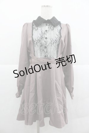 画像: Rojita / ブローチ付きレース切替クロスベルトワンピース  ピンク I-25-12-24-112-LO-OP-SA-ZI