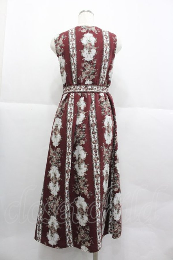 画像2: axes femme / 薔薇ストライプロングワンピース M ワイン I-25-12-24-113-AX-OP-TE-ZI (2)