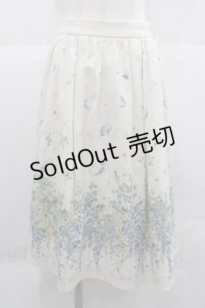 画像: axes femme / フラワープリントスカート  アイボリーＸ青Ｘ緑 I-25-12-24-118-AX-SK-SA-ZI