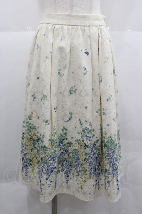画像1: axes femme / フラワープリントスカート  アイボリーＸ青Ｘ緑 I-25-12-24-118-AX-SK-SA-ZI (1)