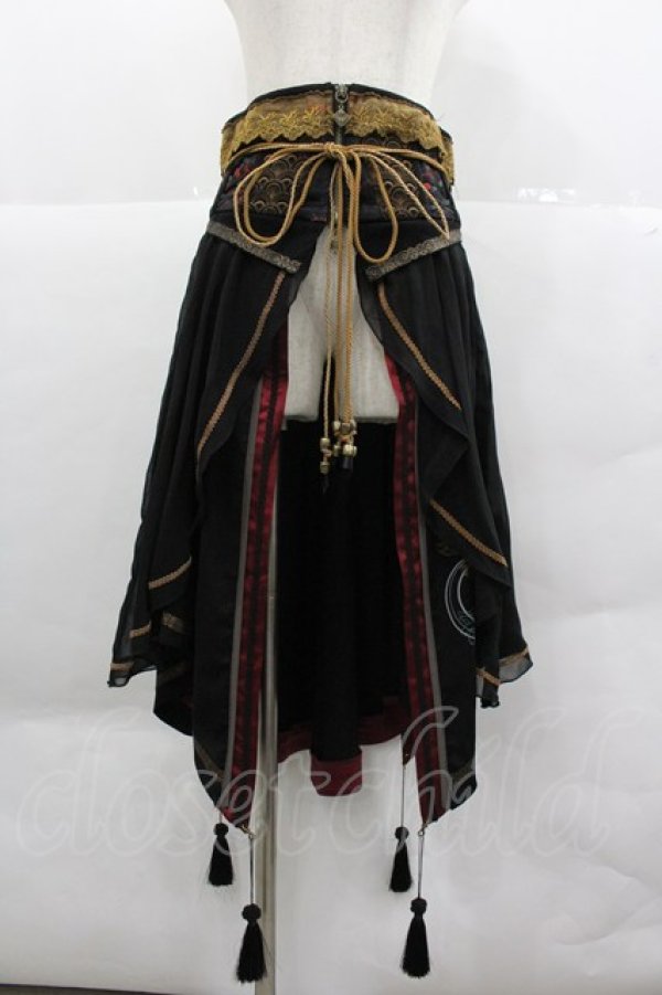 画像1: Ozz oneste / 金魚プリントシフォン重ねコルセットオーバースカート  黒 I-25-12-24-125-OO-SK-SA-ZI (1)