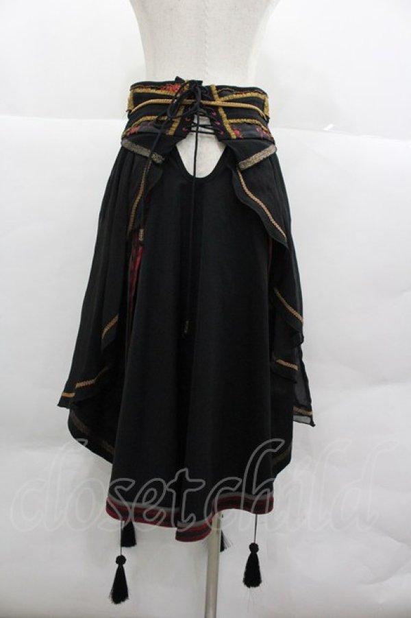 画像2: Ozz oneste / 金魚プリントシフォン重ねコルセットオーバースカート  黒 I-25-12-24-125-OO-SK-SA-ZI (2)