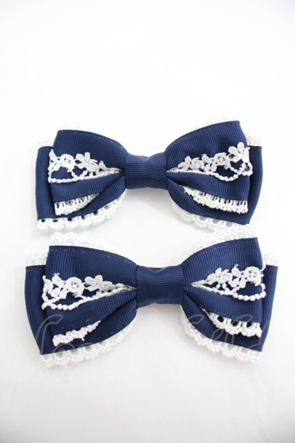 画像1: Chalmiere / リボンクリップセット  紺 I-25-12-24-013-0-AC-SA-ZI (1)