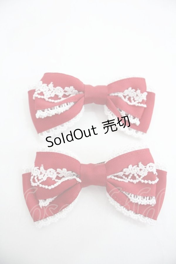 画像1: Chalmiere / リボンクリップセット  赤 I-25-12-24-015-0-AC-SA-ZI (1)