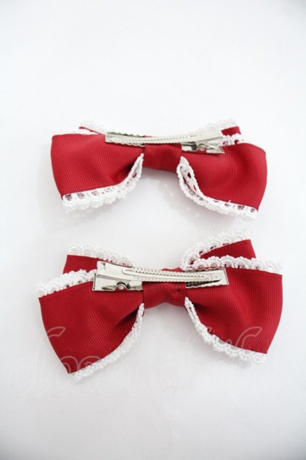 画像2: Chalmiere / リボンクリップセット  赤 I-25-12-24-015-0-AC-SA-ZI (2)