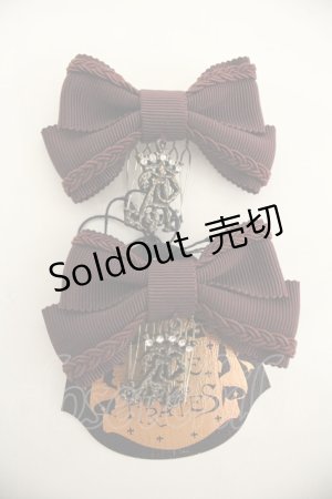 画像: ALICE and the PIRATES / グログランミニリボンコーム  ボルドー I-25-12-24-021-PA-AC-SA-ZI