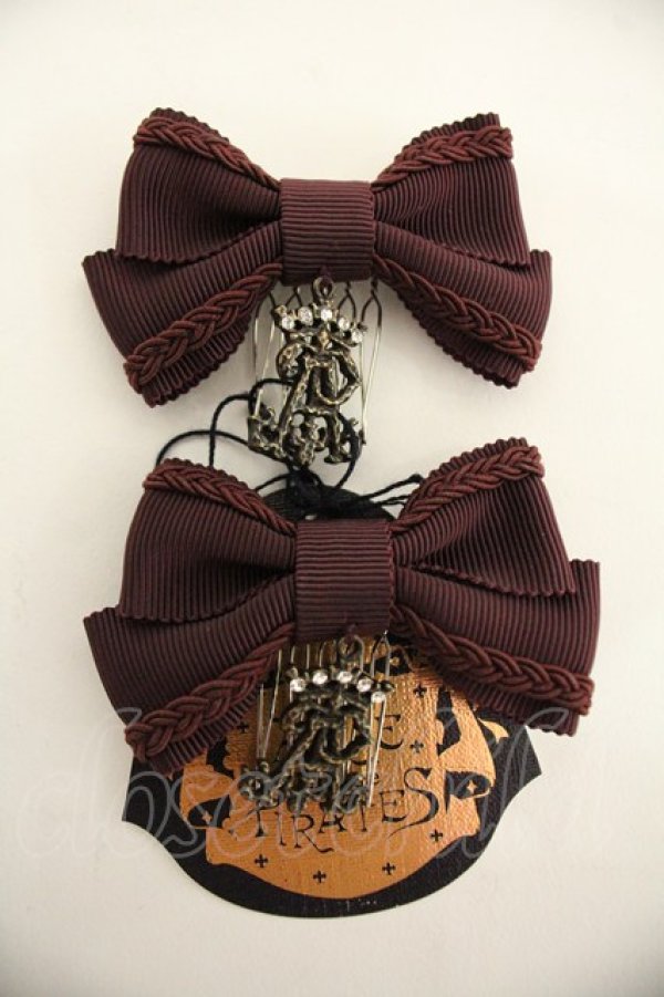 画像1: ALICE and the PIRATES / グログランミニリボンコーム  ボルドー I-25-12-24-021-PA-AC-SA-ZI (1)