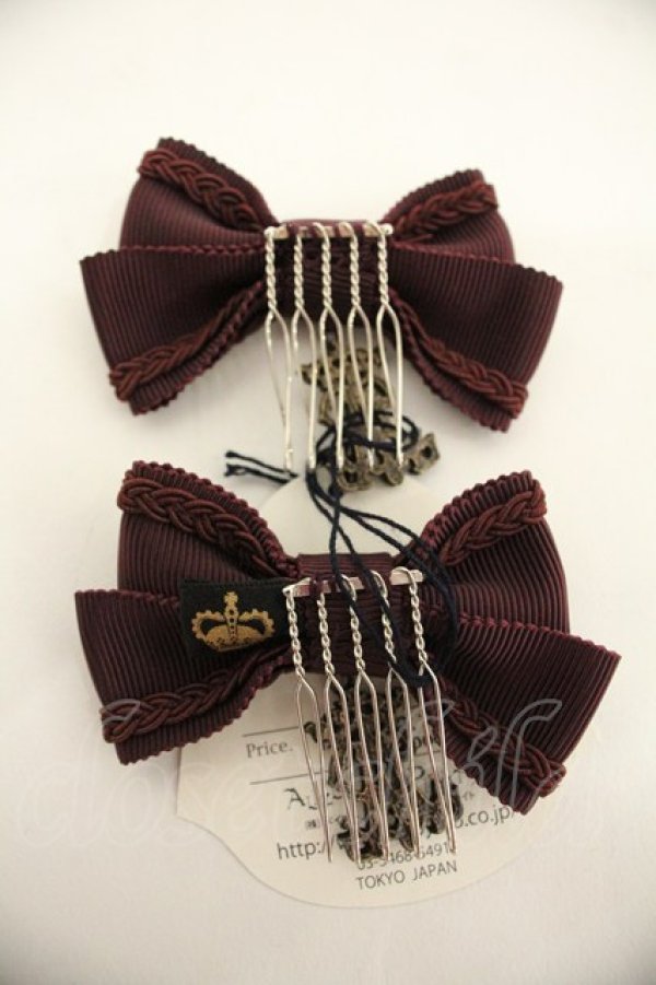 画像2: ALICE and the PIRATES / グログランミニリボンコーム  ボルドー I-25-12-24-021-PA-AC-SA-ZI (2)