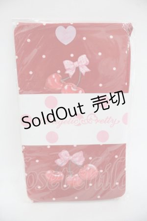 画像: Angelic Pretty / Wrapping Cherryタイツ  赤 I-25-12-24-026-AP-AC-SA-ZI
