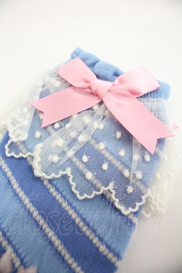画像3: Angelic Pretty / Candy Ribbon ストライプクルー丈ソックス  青 I-25-12-24-032-AP-ZA-SA-ZI (3)