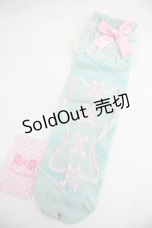 画像: Angelic Pretty / Candy Ribbon ストライプクルー丈ソックス  ミント I-25-12-24-033-AP-ZA-SA-ZI
