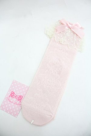 画像: Angelic Pretty / Lacyクルー丈ソックス  ピンク I-25-12-24-035-AP-ZA-SA-ZI