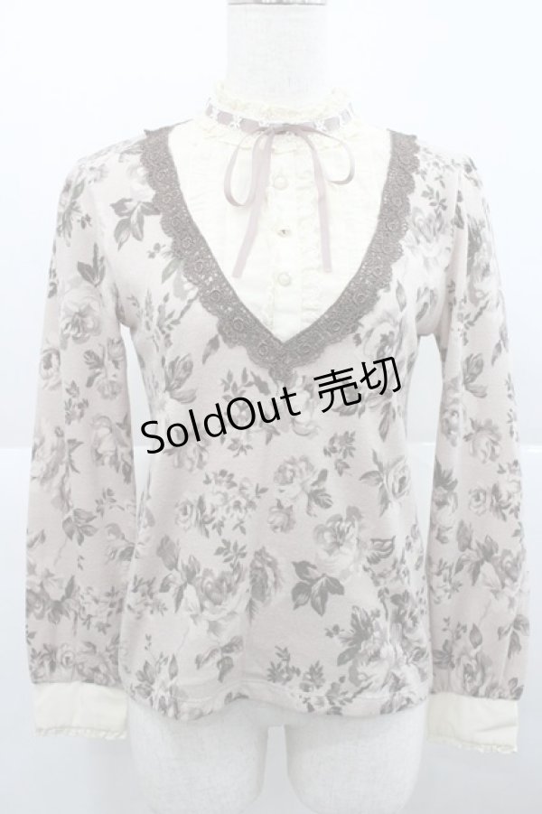 画像1: axes femme / 総花柄ブロッキングプルオーバー M アワピンク I-25-12-27-040-AX-TO-TE-ZI (1)