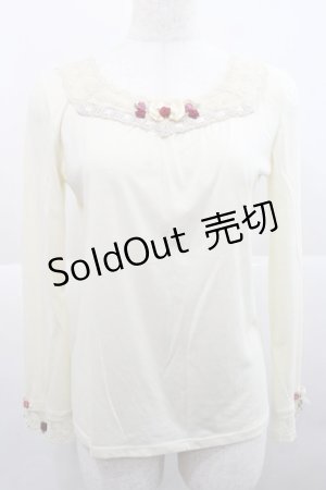 画像: axes femme / プチローズリボンカットソー  アイボリー I-25-12-27-041-AX-TO-SA-ZI