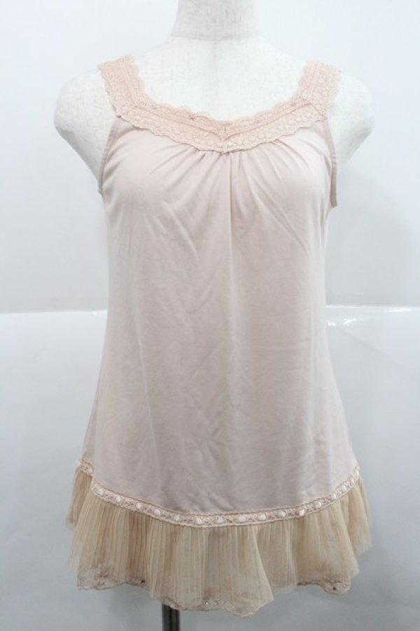 画像1: axes femme / 裾チュールレースタンク M ピンク I-25-12-27-043-AX-TO-TE-ZI (1)