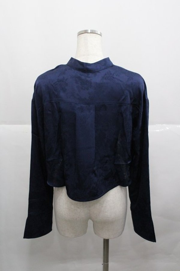 画像2: axes femme / 芍薬ジャガードチャイナボレロ F ネイビー I-25-12-27-006-AX-TO-SA-ZI (2)