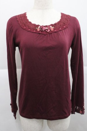 画像: axes femme / プチローズリボンカットソー  ボルドー I-25-12-27-049-AX-TO-SA-ZI