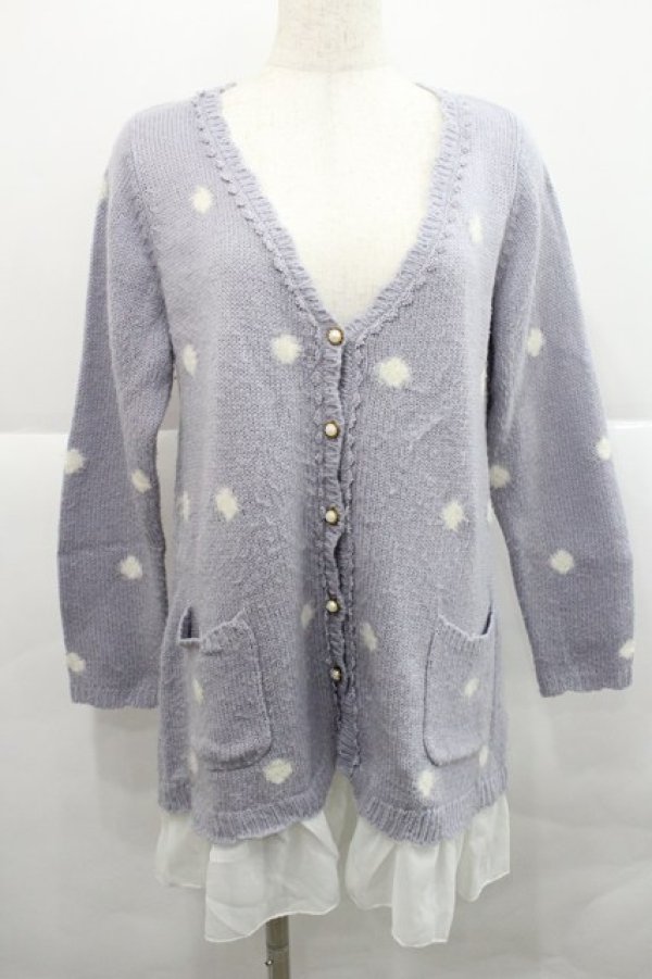 画像1: axes femme / ドットニットカーディガン  ラベンダーＸ白 I-25-12-27-051-AX-TO-SA-ZI (1)