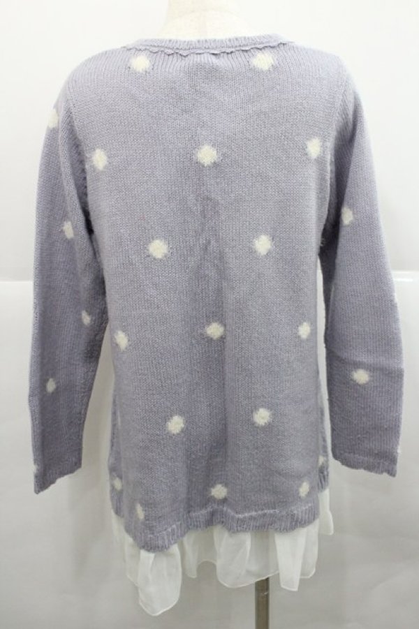 画像2: axes femme / ドットニットカーディガン  ラベンダーＸ白 I-25-12-27-051-AX-TO-SA-ZI (2)