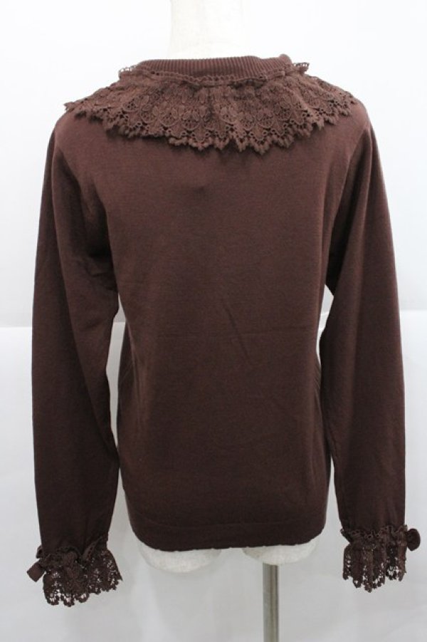 画像2: axes femme kawaii / レーシーフリルニットプル M ブラウン I-25-12-27-053-AX-TO-TE-ZI (2)