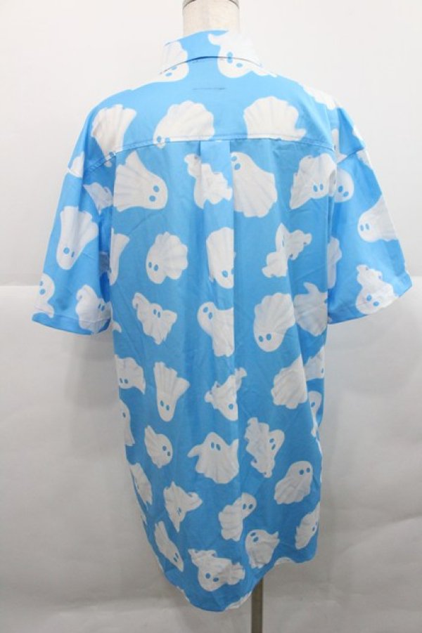 画像2: LISTEN FLAVOR / ゴースト総柄シャツ  ブルースカイ I-25-12-27-054-PU-BL-SA-ZI (2)