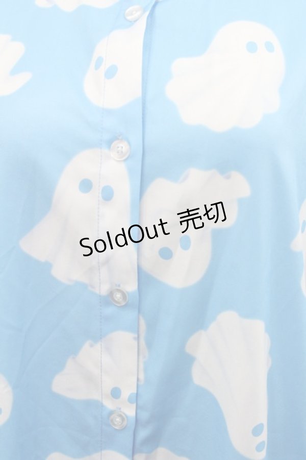 画像3: LISTEN FLAVOR / ゴースト総柄シャツ  ブルースカイ I-25-12-27-054-PU-BL-SA-ZI (3)