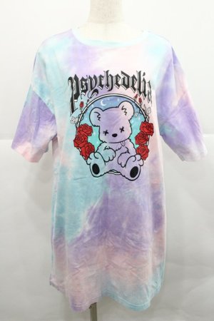 画像: LISTEN FLAVOR / サイケデリックベア タイダイトップス  ミント I-25-12-27-055-PU-TS-SA-ZI