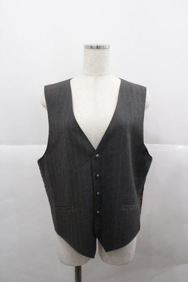 画像1: AXES-X / ヴィクトリアンストライプベスト L グレー I-25-12-27-009-LO-JA-SA-ZI (1)