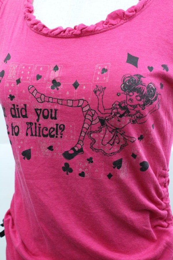 画像3: PEACE NOW / トランプガールプリントノースリーブカットソー  濃ピンクＸ黒 I-25-12-27-058-PU-TO-SA-ZI (3)