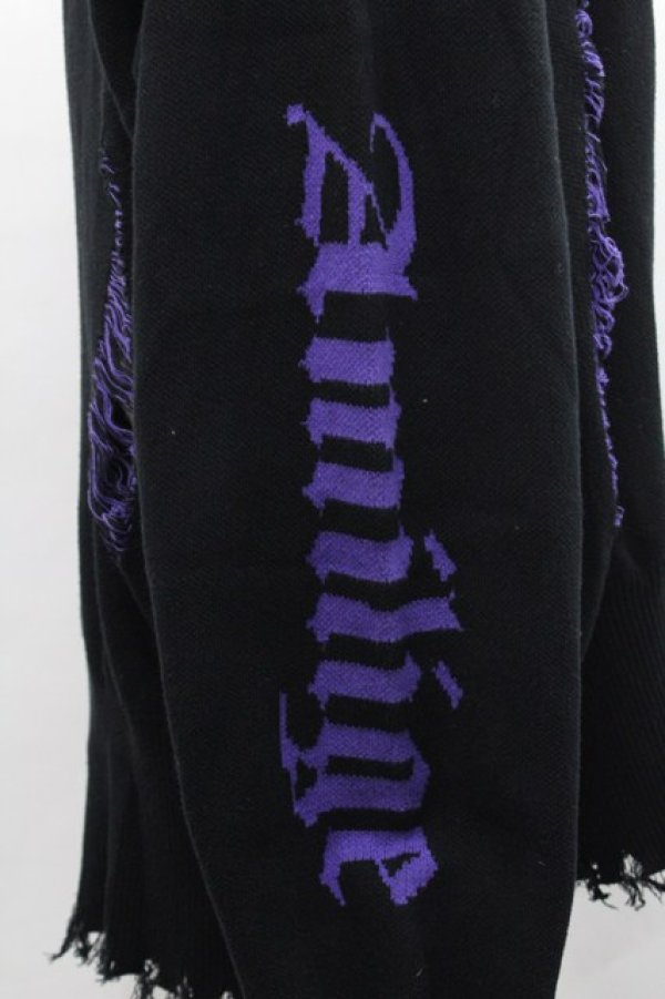 画像4: Amilige / ロゴ変形ダメージニット  黒Ｘ紫 I-25-12-27-059-PU-TO-SA-ZI (4)