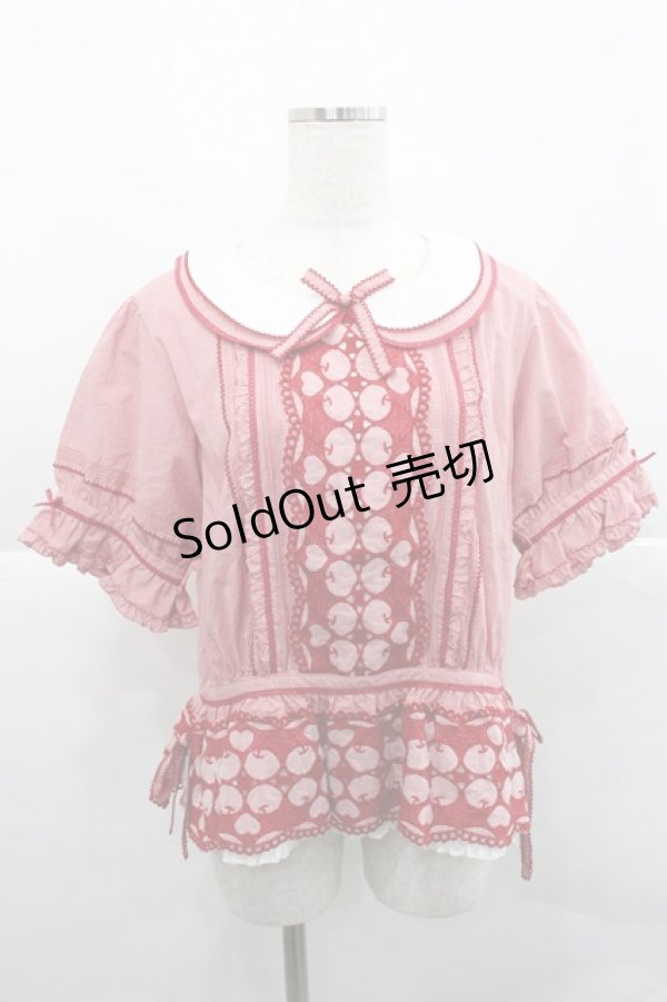 画像1: PINK HOUSE / チェリーレース使いギンガムチェックブラウス  赤 I-25-12-27-063-LO-BL-SA-ZI (1)