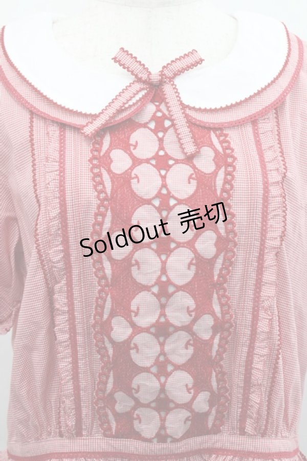 画像3: PINK HOUSE / チェリーレース使いギンガムチェックブラウス  赤 I-25-12-27-063-LO-BL-SA-ZI (3)