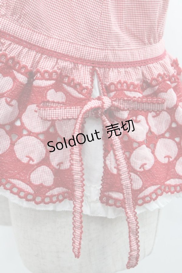 画像4: PINK HOUSE / チェリーレース使いギンガムチェックブラウス  赤 I-25-12-27-063-LO-BL-SA-ZI (4)