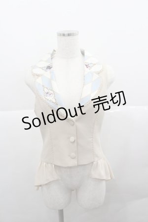 画像: axes femme kawaii / ダイヤ柄ベスト  アイボリーＸサックス I-25-12-27-011-AX-TO-SA-ZI