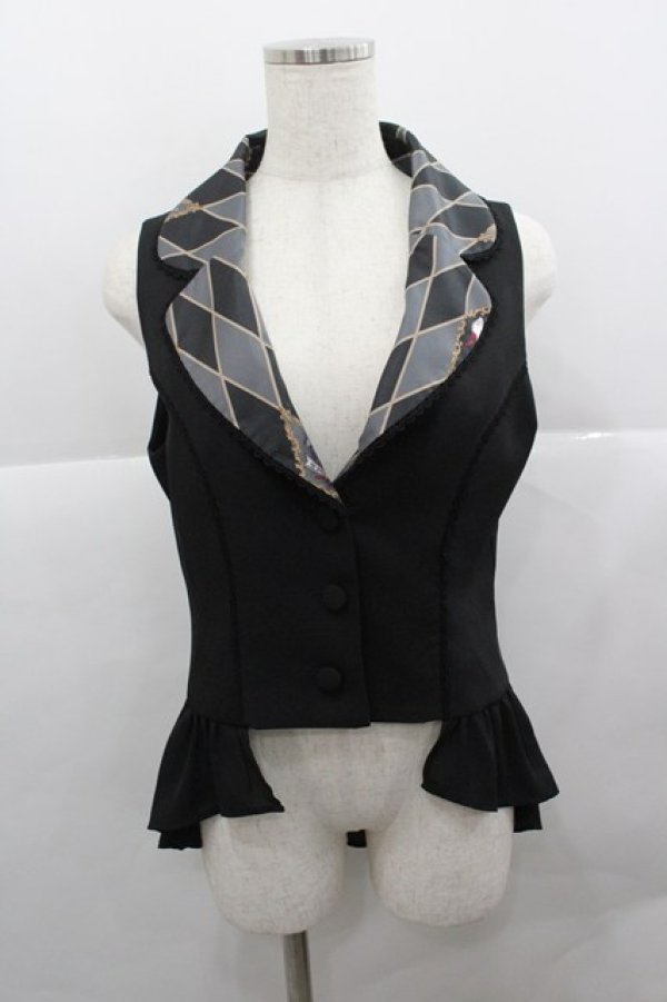 画像1: axes femme kawaii / ダイヤ柄ベスト M ブラック I-25-12-27-012-AX-TO-SA-ZI (1)