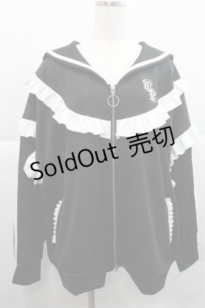 画像: TRAVAS TOKYO / セーラーカラーフリルトラックジャケット  黒Ｘ白 I-25-12-27-071-PU-JA-SA-ZI